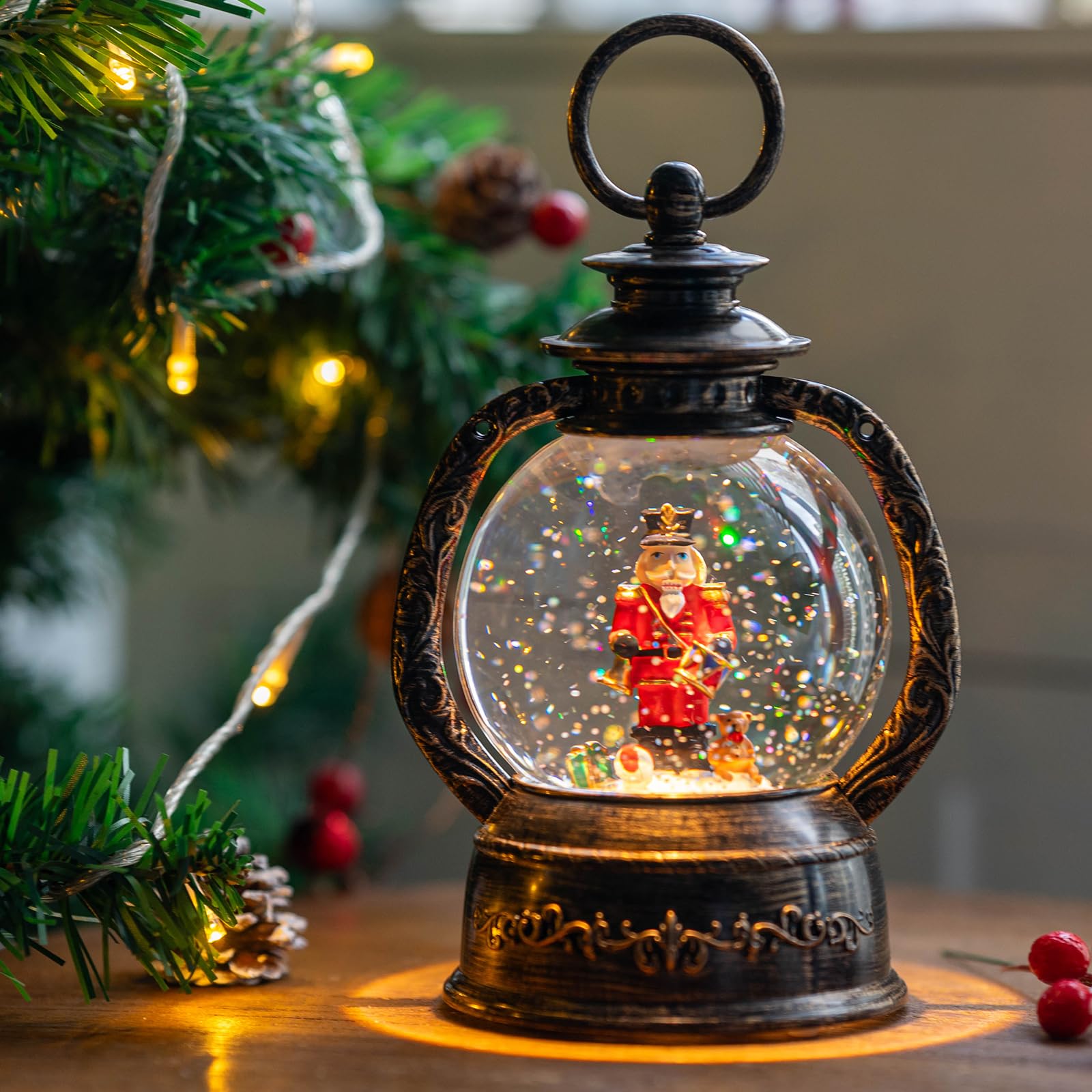Christmas Snow Globe Lantern Water Glittering