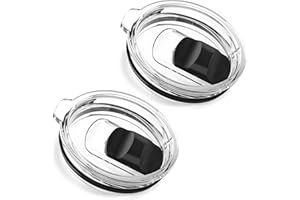 TEITEAI 2 Pack 14 oz Magnetic Slider Replacement Lid Compatible with Ember First and Second Generation Mugs,Splash-Proof, Black/Clear