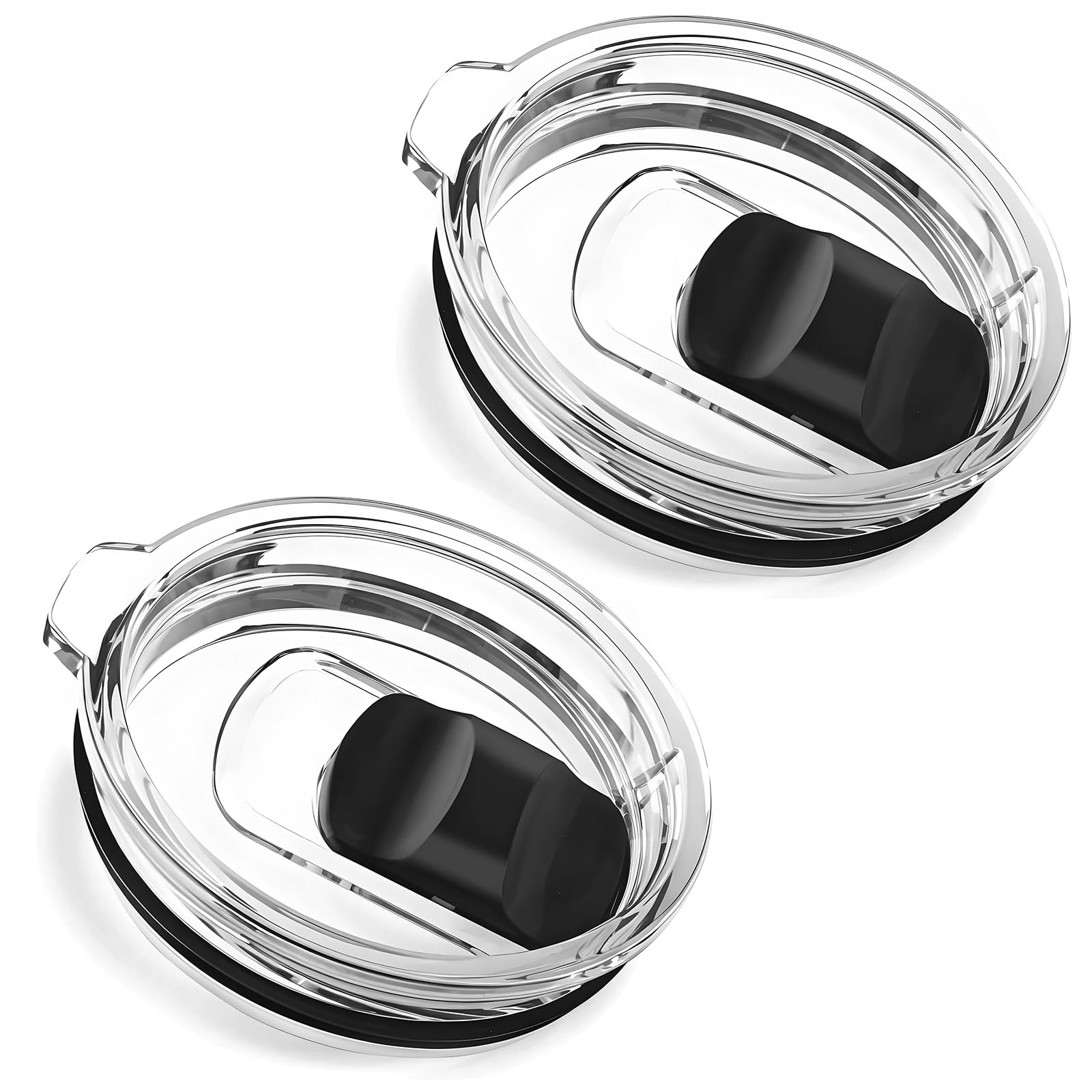 Photo 1 of 2 Pack Replacement Mug Lid Compatible with Ember 14 oz (1st & 2nd Gen), Magnetic Slider Tumbler Lid, Splash Resistant, Black/Clear