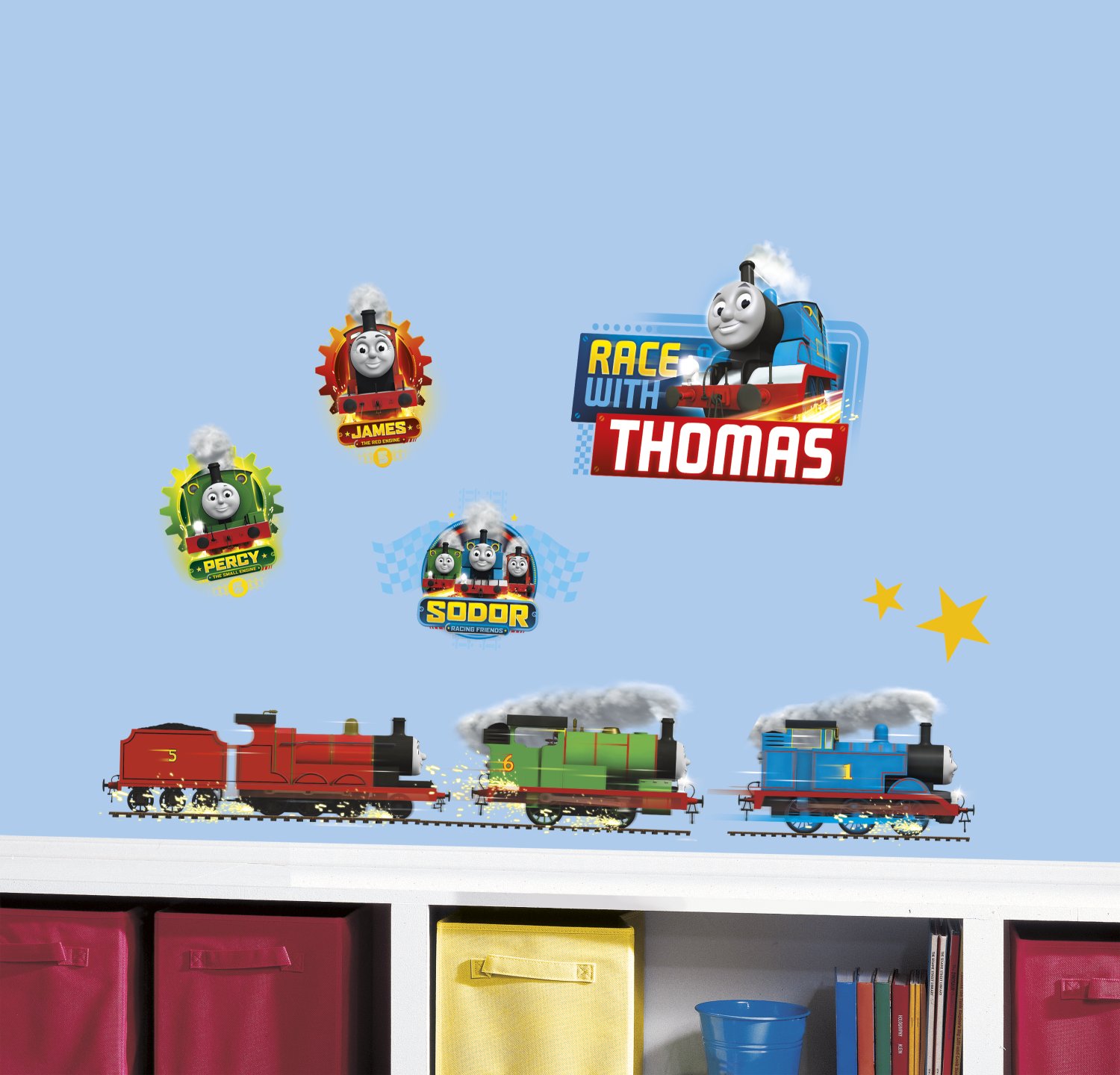 Roommates Thomas and Friends Racing Wall Stickers, Multi-Colour