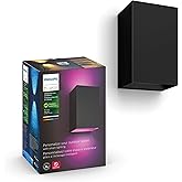 Philips Hue Resonate Outdoor Smart Wall Light, Black - White and Color Ambiance LED Color-Changing Light - 1 Pack - Requires 