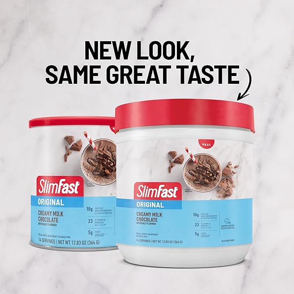 SLIMFAST ORIGINAL MEAL REPLACEMENT POWDER, CREAMY MILK CHOCOLATE, WEIGHT LOSS SHAKE MIX, 10G OF PROTEIN, 14 SERVINGS (PACK OF 3) (PACKAGING MAY VARY)