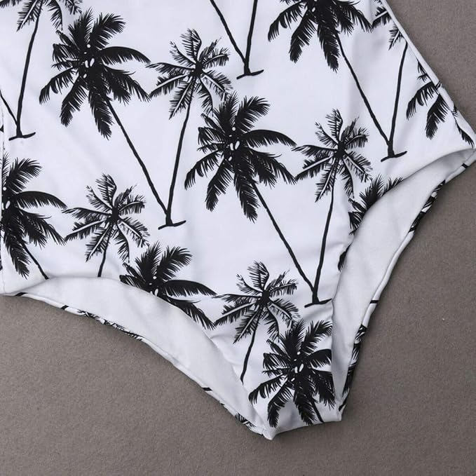 black and white palm tree swimsuit