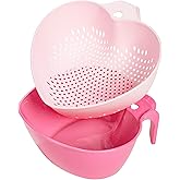 Paris Hilton Heart Bowl &amp; Colander Set, Nesting 2-Piece Design with 3-Quart Capacity, Dishwasher Safe, Made without BPA, Pink