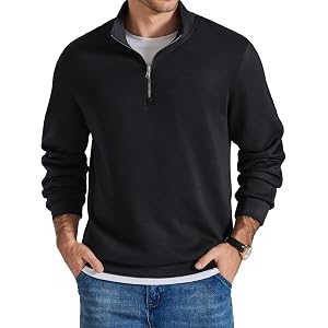 COOFANDY Mens Quarter Zip Pullover Sweatshirts for Men Golf Fall Clothes | Fall Fashion 2026, Long Sleeve Pullover, Stretch S