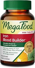 MegaFood Blood Builder Iron Supplement, Energy Support, 72 Mini Tablets | Increase Iron Levels Without Side Effects, Improves