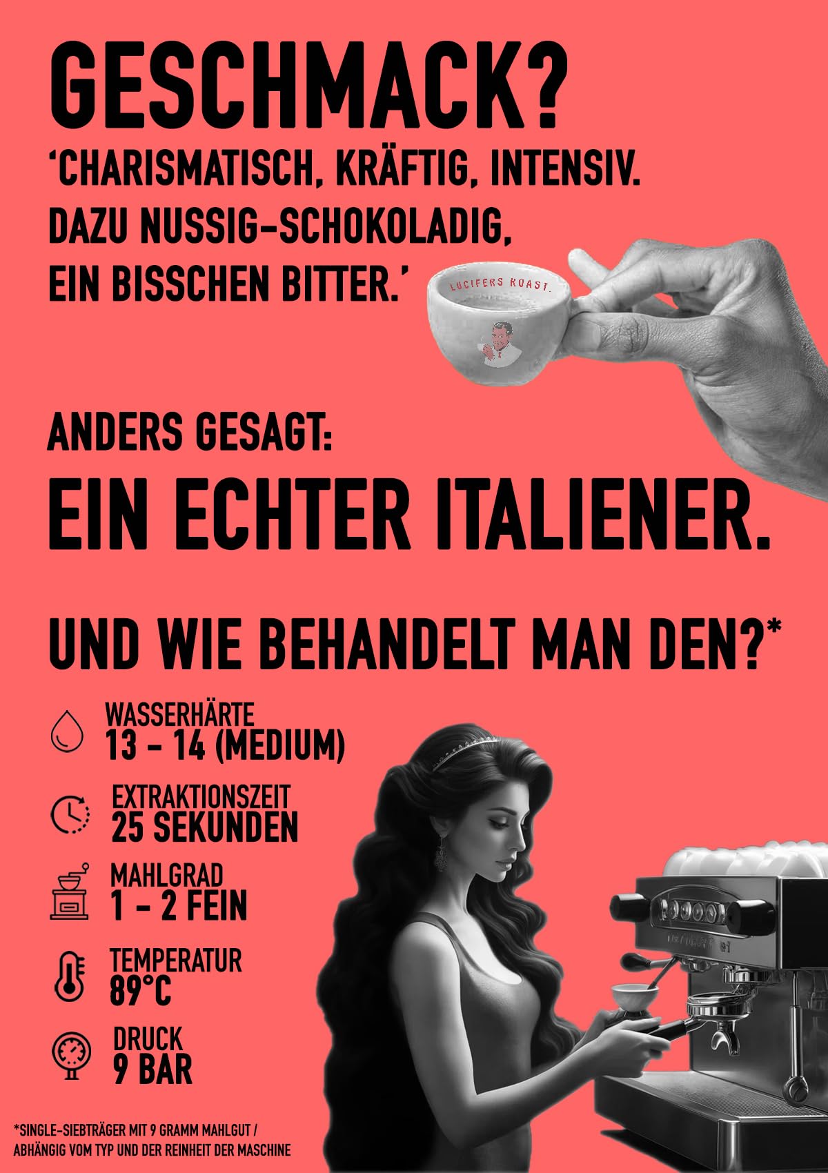 LUCIFERS ROAST 1kg Kaffeebohnen aus Italien - sehr starker Espresso dark roast - säurearm - für Kaffeevollautomaten oder Siebträger - 100% Robusta (ganze Bohnen, 1kg) 5