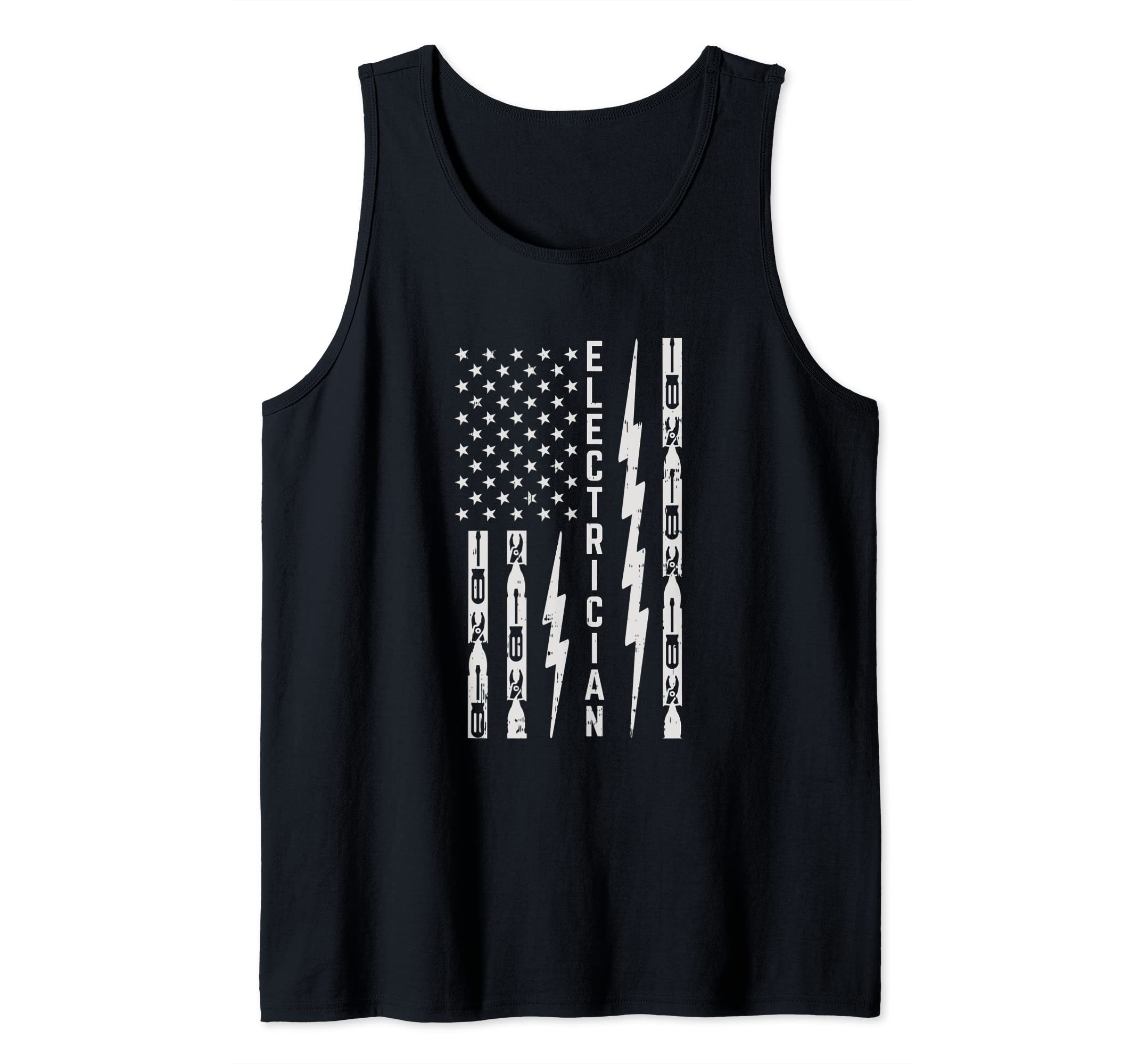 Electrician Tools, Flash & American Flag - Funny Electrician Tank Top