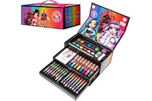 Rainbow High Colored Pencils Art Supplies Kids Drawing Kit Coloring Book Crayons Markers Drawing Pencils Art Kit Travel Case Gifts for Girls
