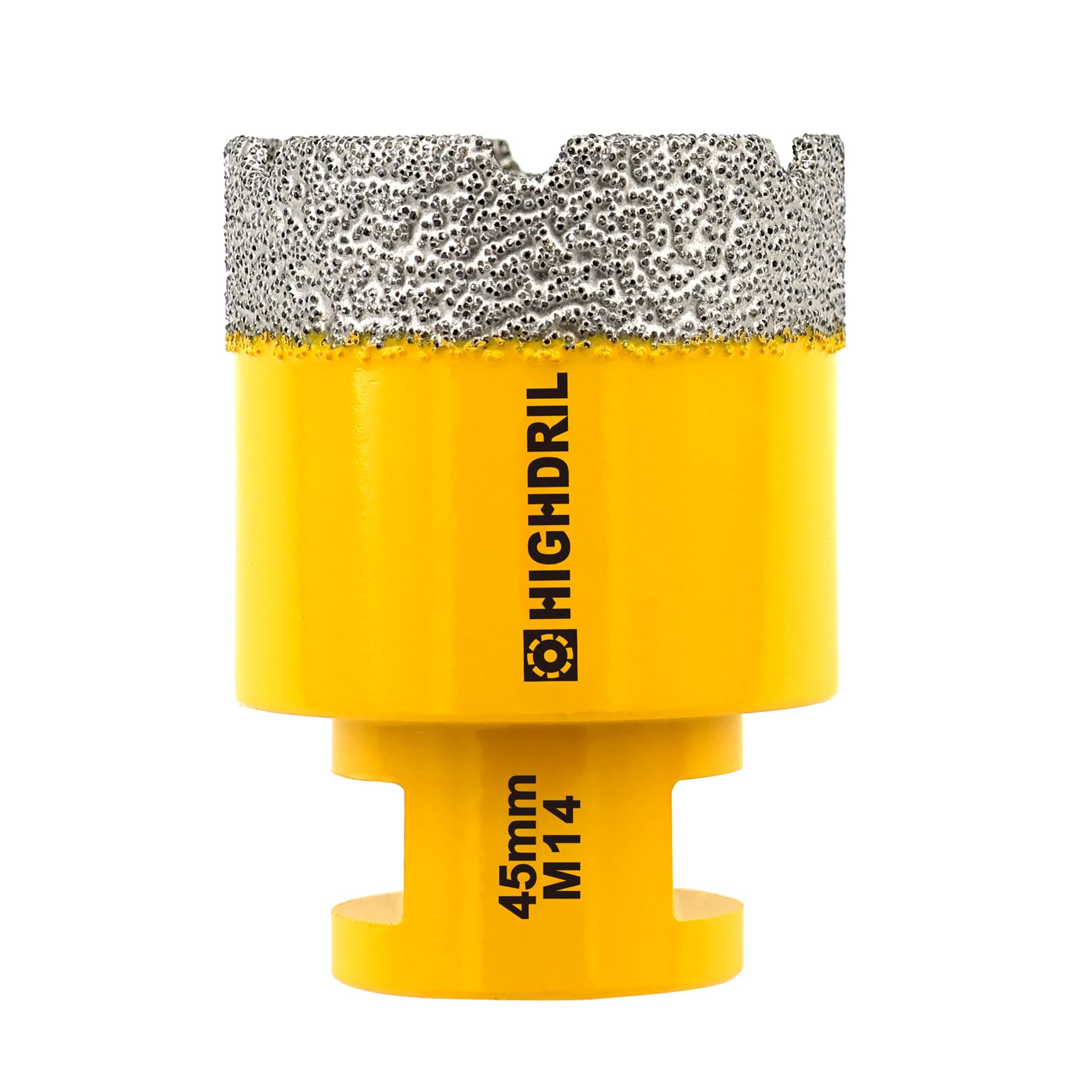 HIGHDRIL Diamond Core Drill Bit - 1-3/4"(45mm) with M14 Thread Dry drilling for Porcelain Tile Ceramic Granite Marble Stone Masonry Brick for Angle Grinders
