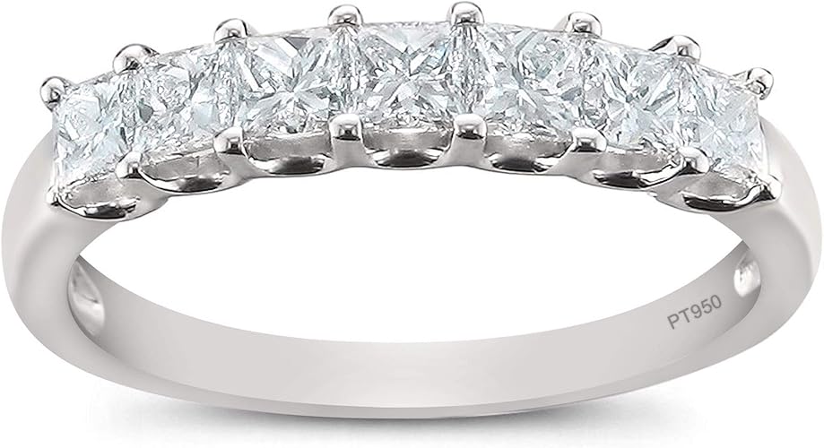 Platinum 7Stone Princesscut Diamond Bridal Wedding Band