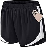 Fulbelle Running Shorts with Pockets Women Double Layer Athletic Workout Gym Shorts