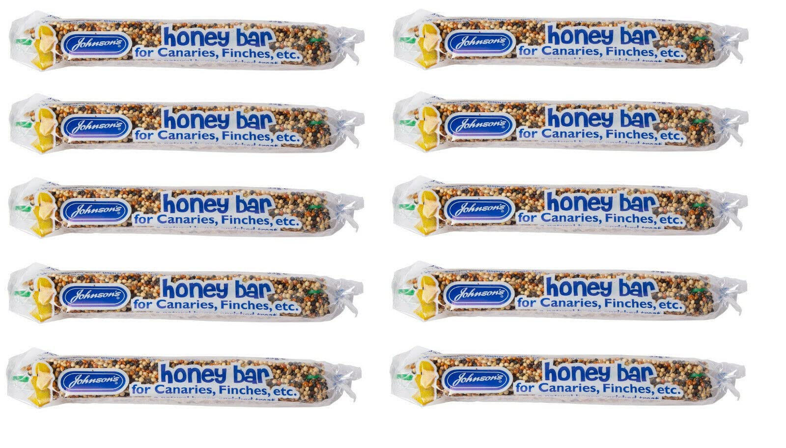 10 PACK JOHNSONS CANARY HONEY BARS SMALL BIRD HANGING CAGE SEED TREAT STICKS