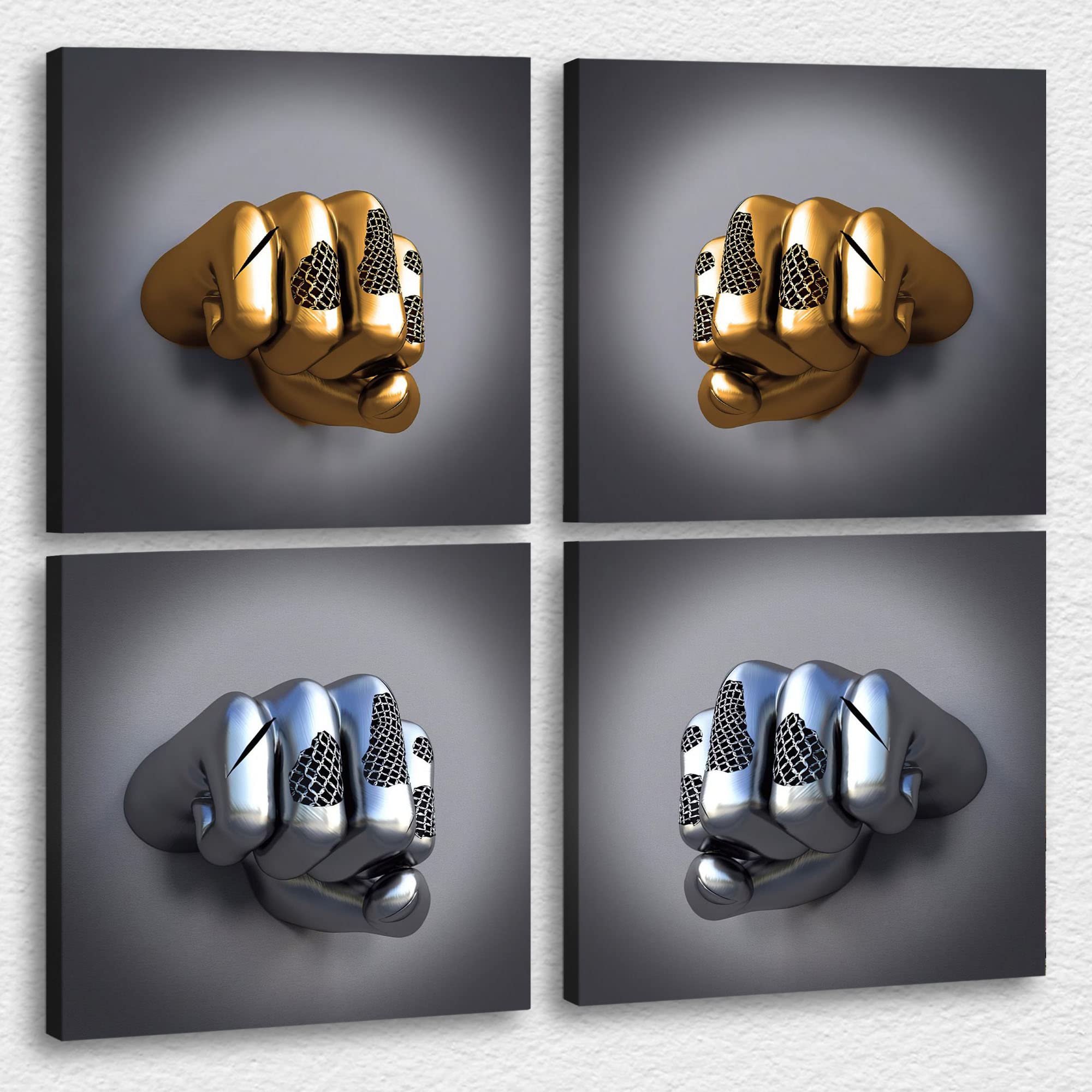 4 Piece Set Bedroom Wall Decor Love Heart Gray 3D