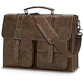 Leather Messenger Bag for Men 15.6 Inch Vintage Laptop Bag Waterproof Briefcases for Men Computer Bag Satchel for Work/Office