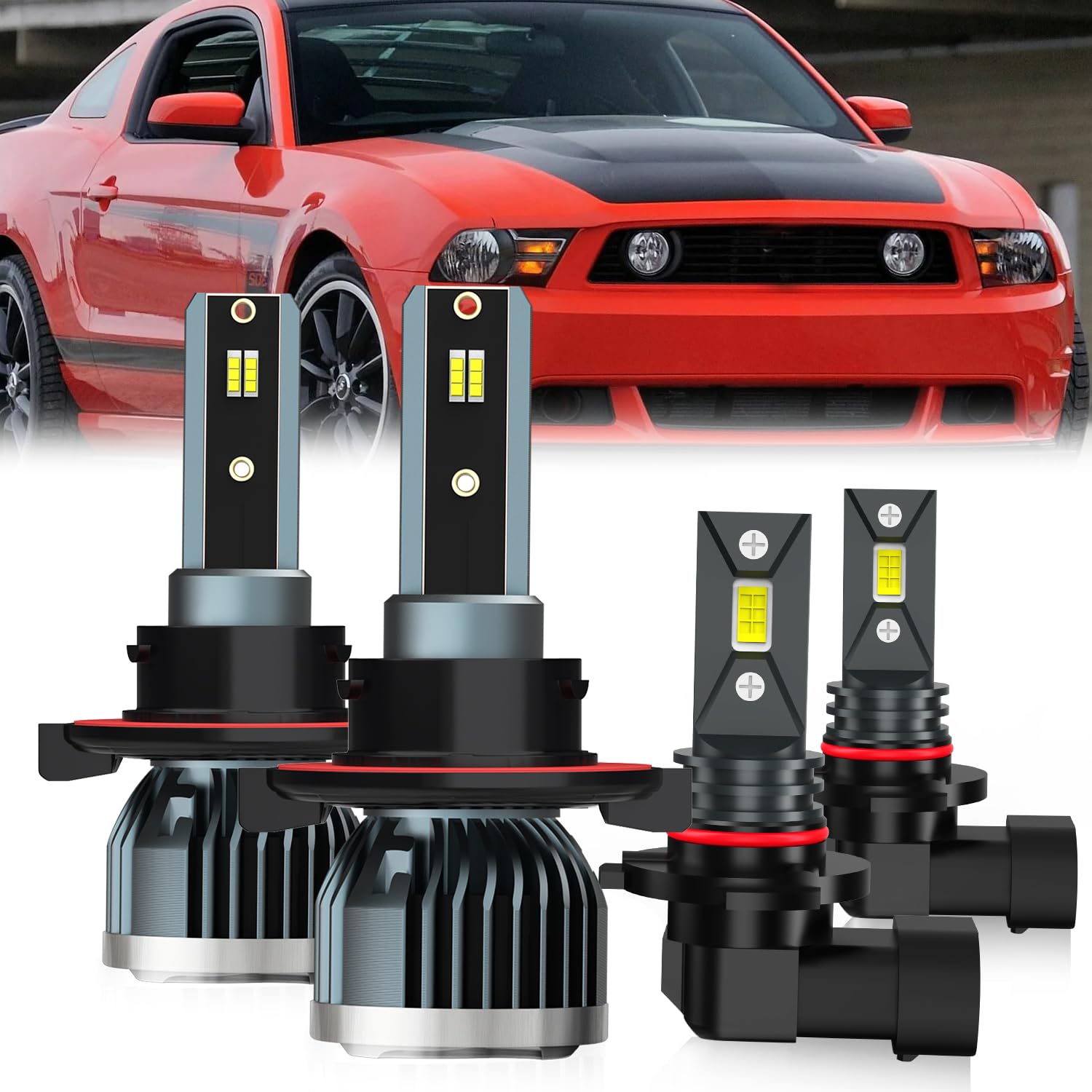 Photo 1 of QIPEIZSP Fit For Ford Mustang 2005-2012 Light Bulbs, 9008 High Low Beam + 9145 Fog Light Bulb, 4-Pack