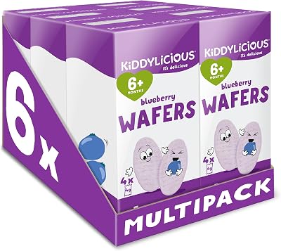 Kiddylicious Blueberry Mini Wafers Gluten Free Dairy Free 6+ Months 6x4