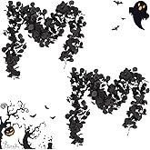 ZeKonan 2 Pack Artificial Eucalyptus Garland, 5.91FT Faux Black Eucalyptus Leaves Vines for Wedding Arch, Table Centerpiece, Wall Decor, Indoor Outdoor Party Fireplace Backdrop Halloween Decoration