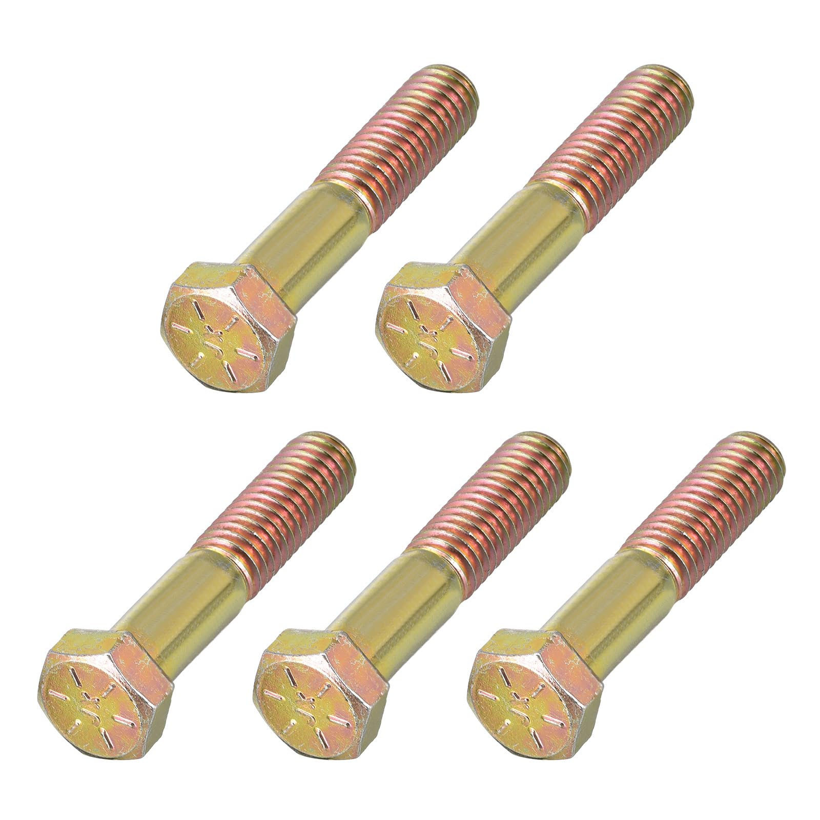 METALLIXITY Hex Bolts (3/8-16x2") 5Pcs, Carbon Steel Zinc Plated Half Threaded UNC Hex Head Screw Bolt Machine Screws - for Furniture Repair, Yellow โ image 1