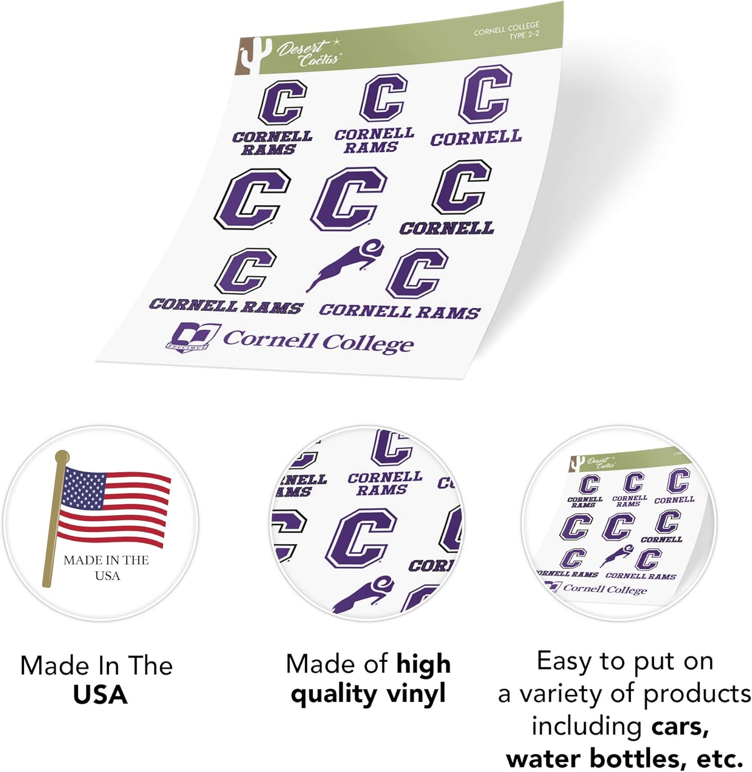 Cornell College Rams NCAA Sticker Vinyl Decal Laptop Water Bottle Car