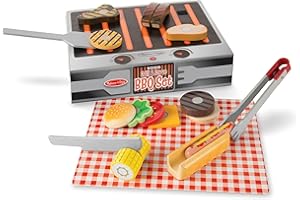 Melissa & Doug Grill and Serve BBQ Set with Pretend Play Toy Food & Kids Play Kitchen Accessories, Preschool Learning Toys for Girls & Boys 3+