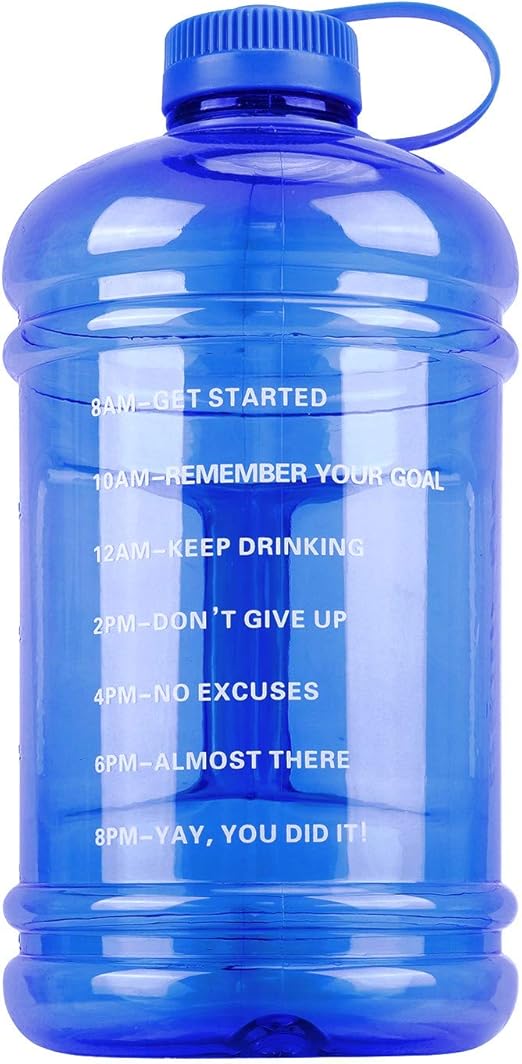 large water bottle with time markings