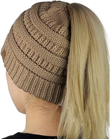 9PROUD Taupe Beanie with Ponytail Hole 