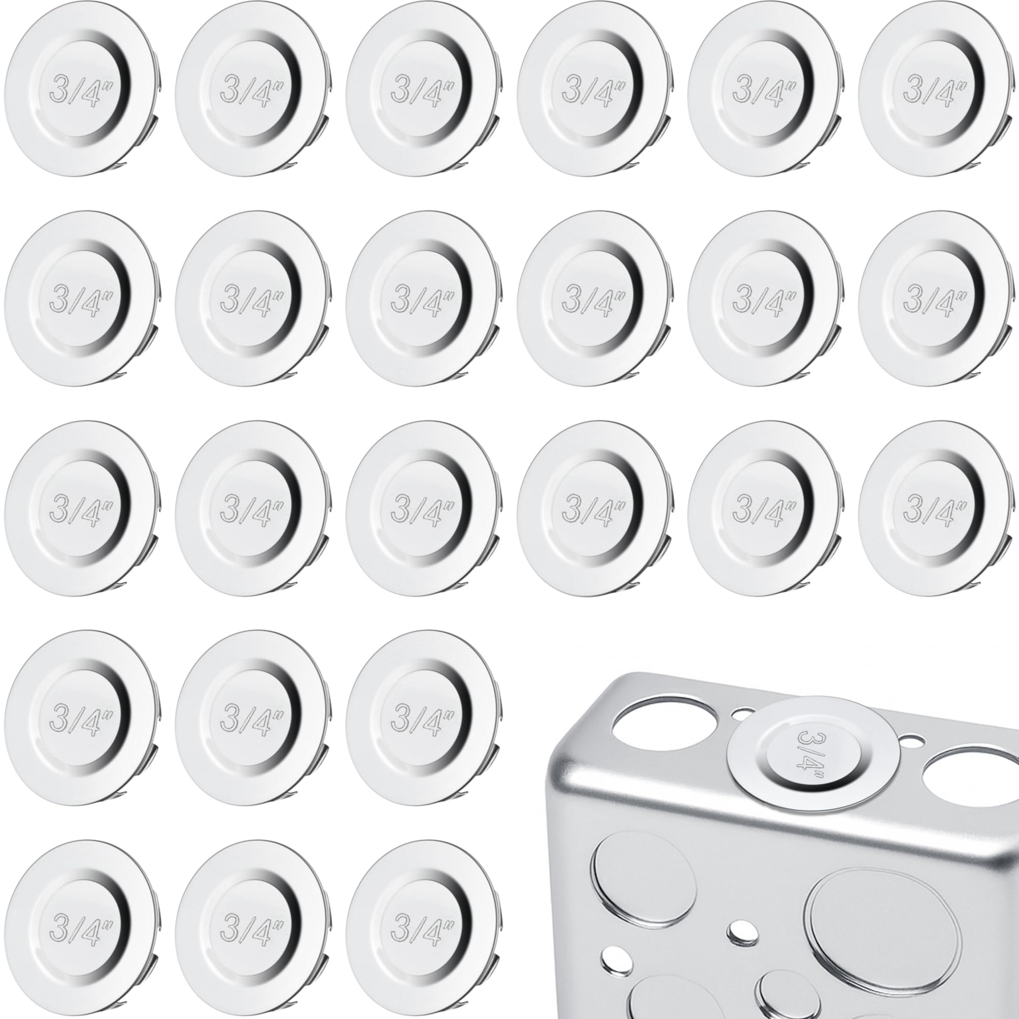 Photo 1 of 24 Pcs 3/4 inch Knockout Seal Electrical Box Knockout Plugs Removable Seals for Conduit Pipe Assorted Sizes to Fit Unused Electrical Box Openings