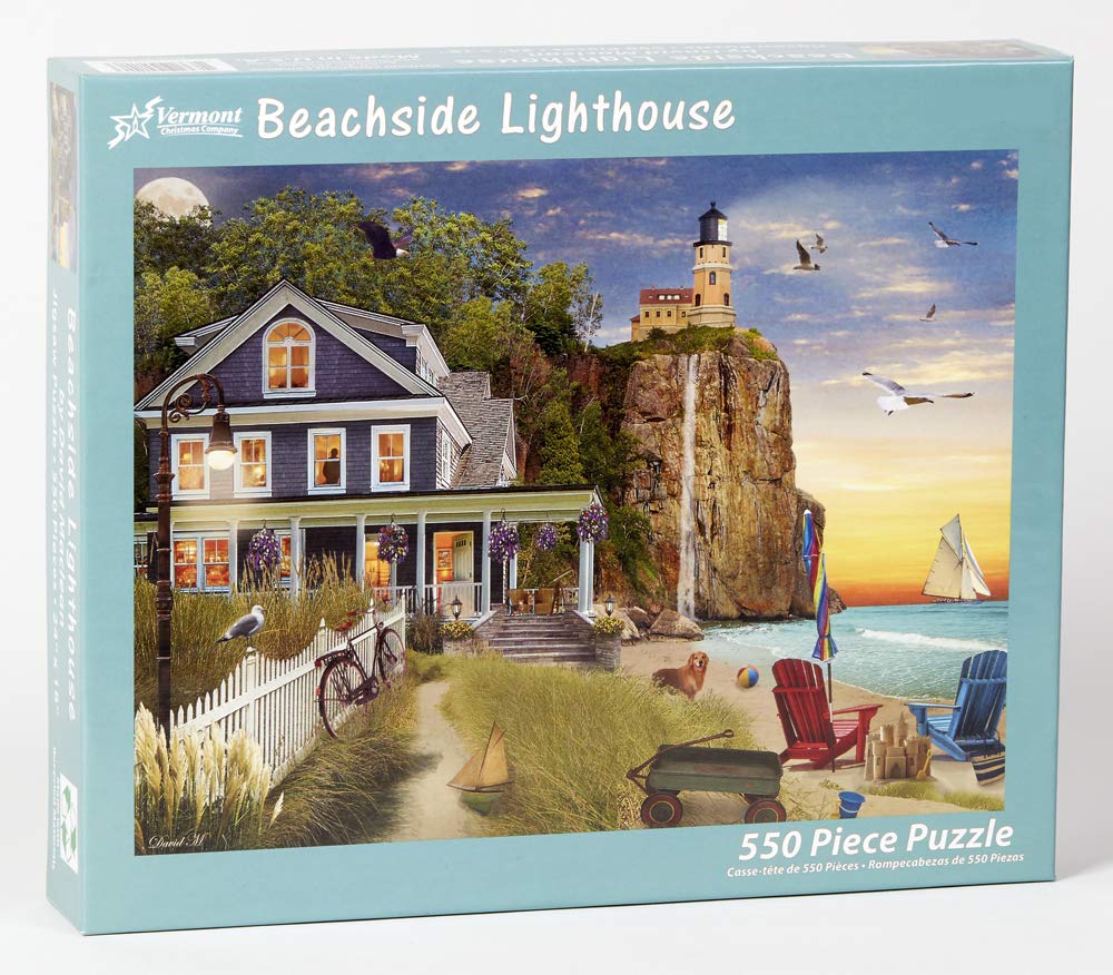 Vermont Christmas Company Beachside Lighthouse Jigsaw Puzzle 550 Piece