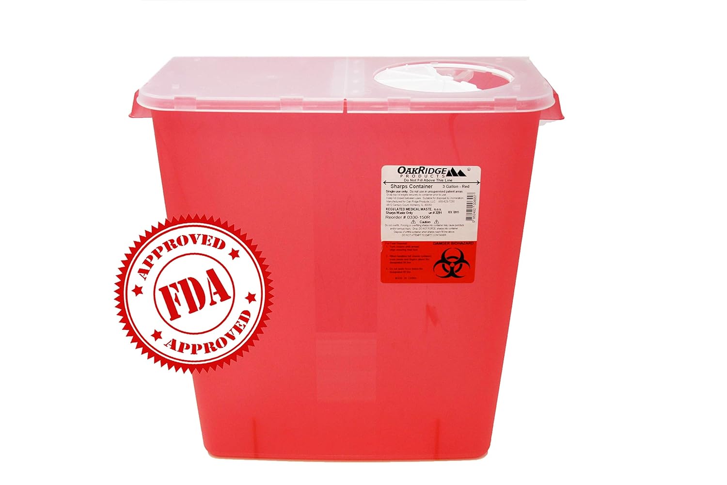 Oakridge 3 Gallon Size (Pack of 3) Needle and Syringe Disposal Container: Industrial & Scientific