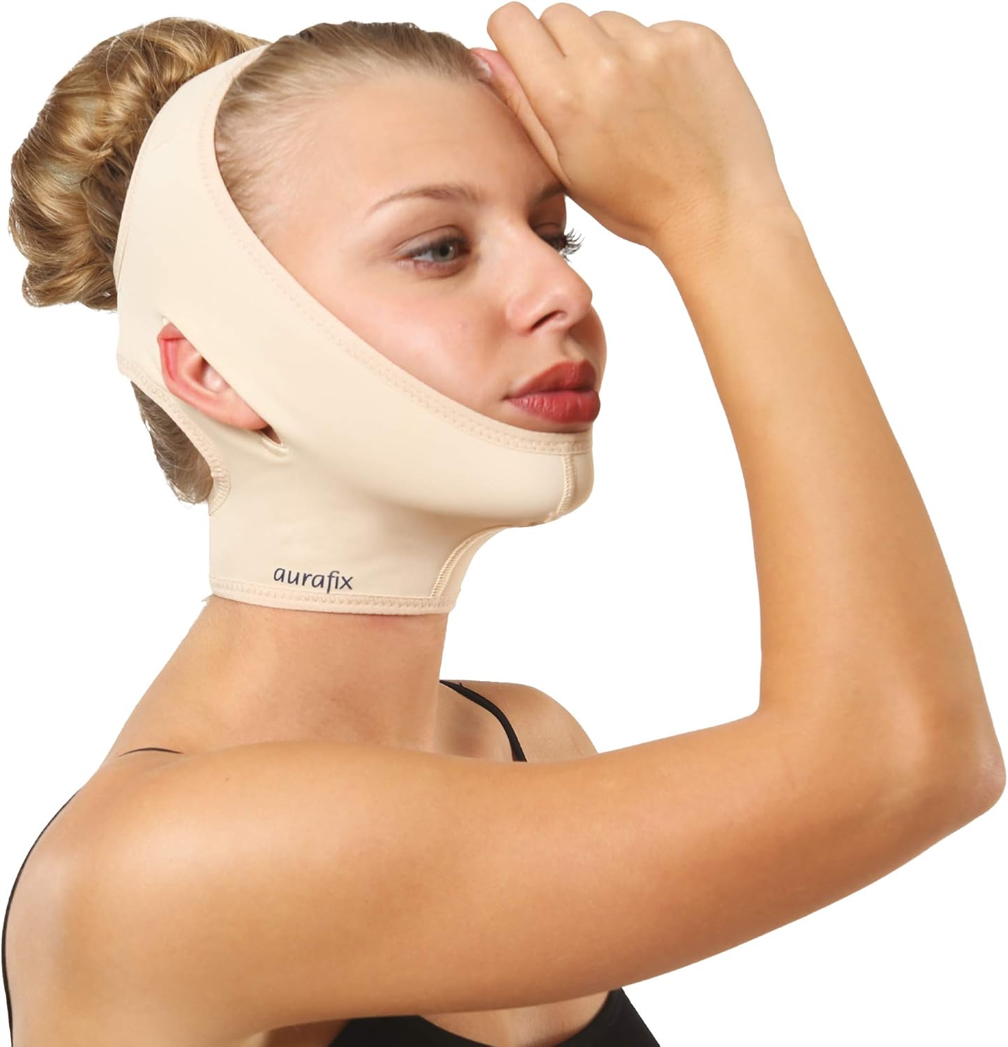 Post Surgical Chin Strap Bandage for Women - Neck and Chin Compression Garment Wrap - Face Slimmer, Jowl Tightening, Chin Lifting (Beige, M): Health & Personal Care