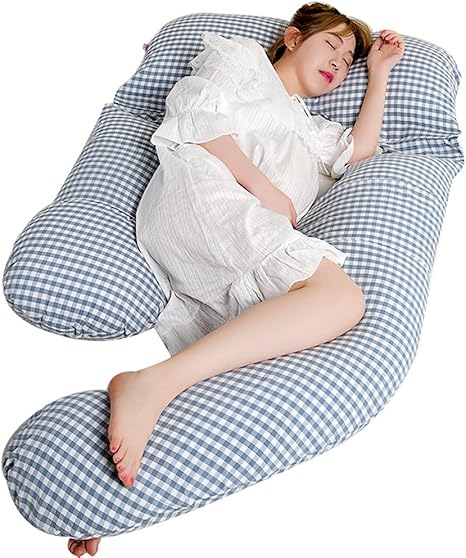 Amazon 妊婦 抱き枕 授乳クッション 6way U型bigサイズ 快眠 流曲線形 洗濯洗える 安眠 いびき うつぶせ いびき対策 最新のデザイン 授乳マタニティ 授乳クッション ブルーチェック 抱き枕 オンライン通販
