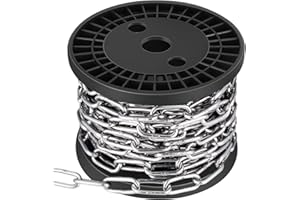 HYQEHRTYAZC 33ft 4/25" Jack Chain for Hanging Stainless Steel Metal Chain Link Silver Galvanized Light Chain Roll Small Light Duty Fixture Utility Chain for Bird Feeders, Overhead Lights, Flowerpots (4mm*10m)