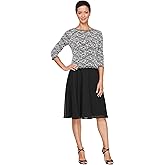 Alex Evenings Womens Tea Length Embroidered Bodice Mother of The Bride Gown, Wedding Guest Dress (Petite and Regular Sizes)