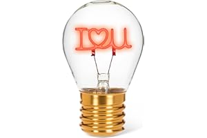 Abbott Collection I Love You Decorative Filament Neon LED Lightbulb Lamp - Glass/Aluminum, Red (4.5 inches H)