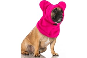 Clysee Winter Dog Hats Quiet Ears for Dogs Ear Muffs Pet Neck Warmer Scarf Hoodie Noise Protection Cover Beanie Head Wrap Costume for Pet Dog Cats(Rose Red,M)