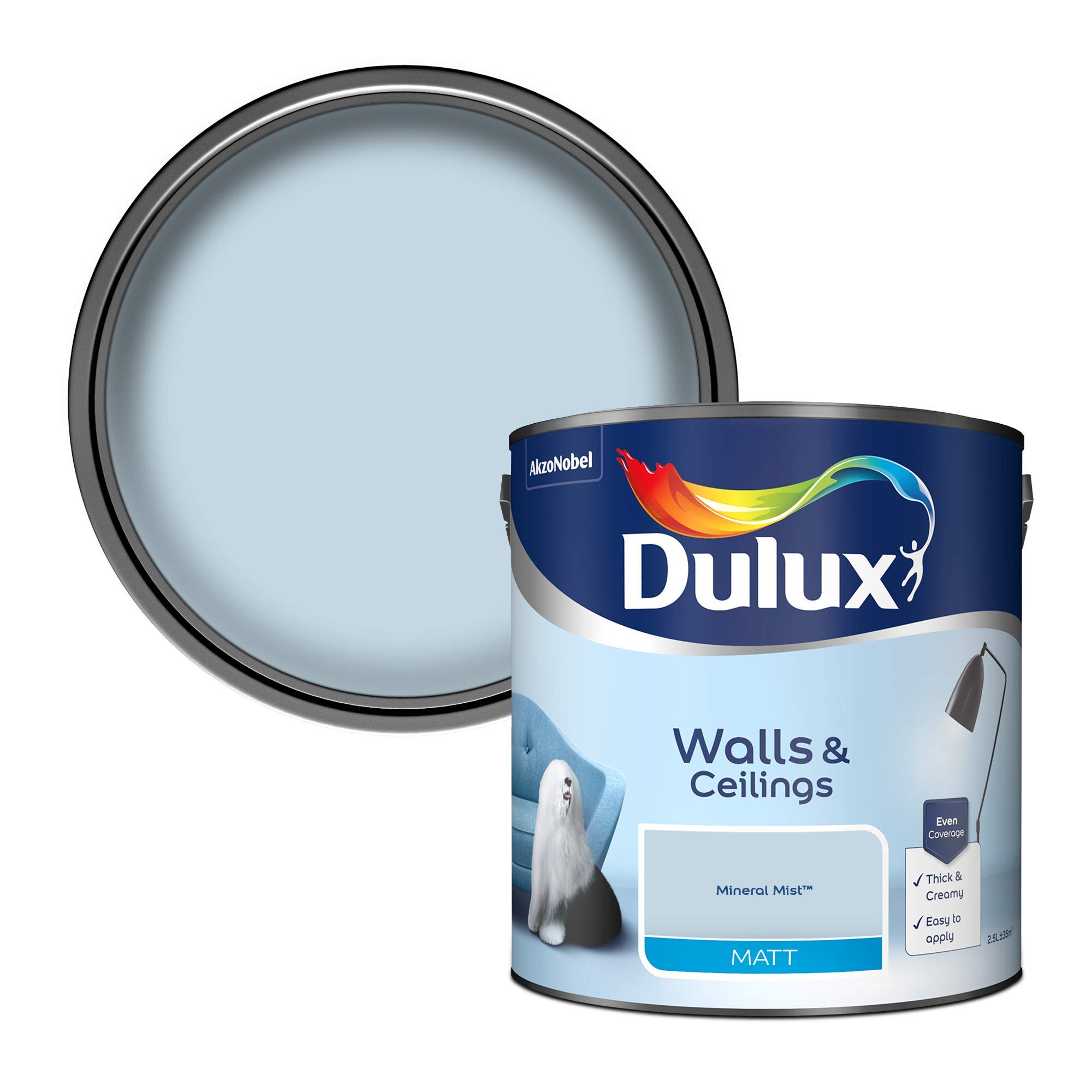 Dulux 500006 Matt Emulsion Paint For Walls And Ceilings - Mineral Mist 2.5L — image 1