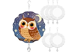 WindMage 6 Pack 8inch Sublimation Wind Spinner Blanks 3D Aluminum Metal Wind Sculpture Kinetic Spinners for Yard and Garden I