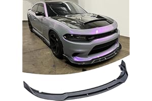 WildWell Front Bumper Lip for 2015-2024 Dodge Charger SRT Front Lip Splitter Rock Style Air Dam Chin Body Kit Non-Widebody Carbon Fiber Style