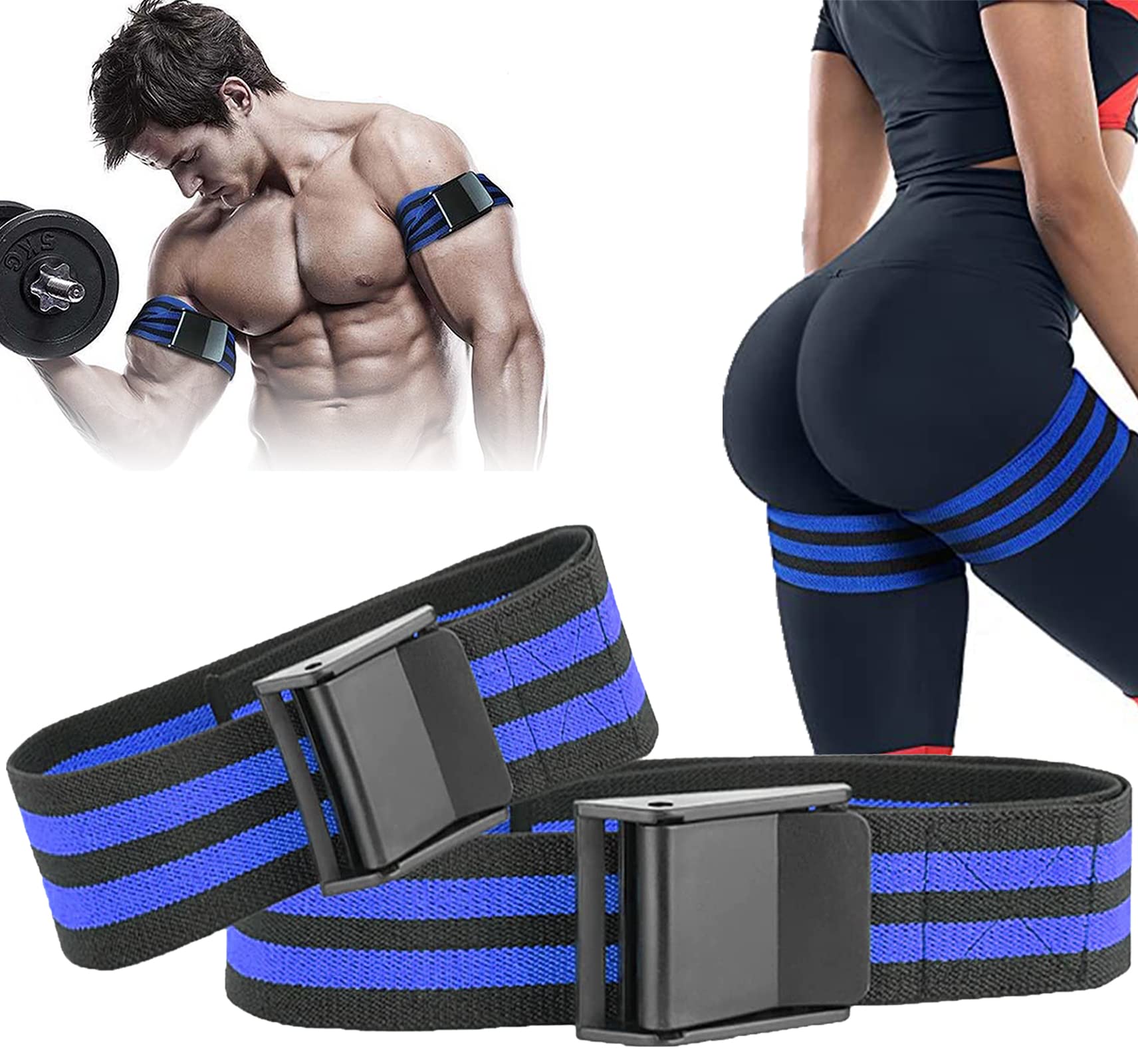VSL Occlusion Bands 4-Pack BFR Blood Flow Restriction Bands for Arms, Legs or Glutes Gym Fitness Training Occlusion Cuffs, Gain Muscle Without Heavy Weight Lifting Blood Resistance Bands (Blue)