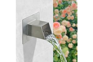 SUMGREEN 316 Stainless Steel 1.2-Inch Wall-Mounted Water Spout - Durable Outdoor Garden Square Waterfall Spillway with Integrated Spray Baffle, Modern Design for Patio, and Landscaping (Silver)
