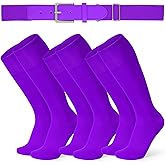 XZQTIVE 3 Pairs of Baseball Softball Socks and 1 Baseball Softball Belt Combo Set Knee-High Soccer Socks for Kids Youth Adult