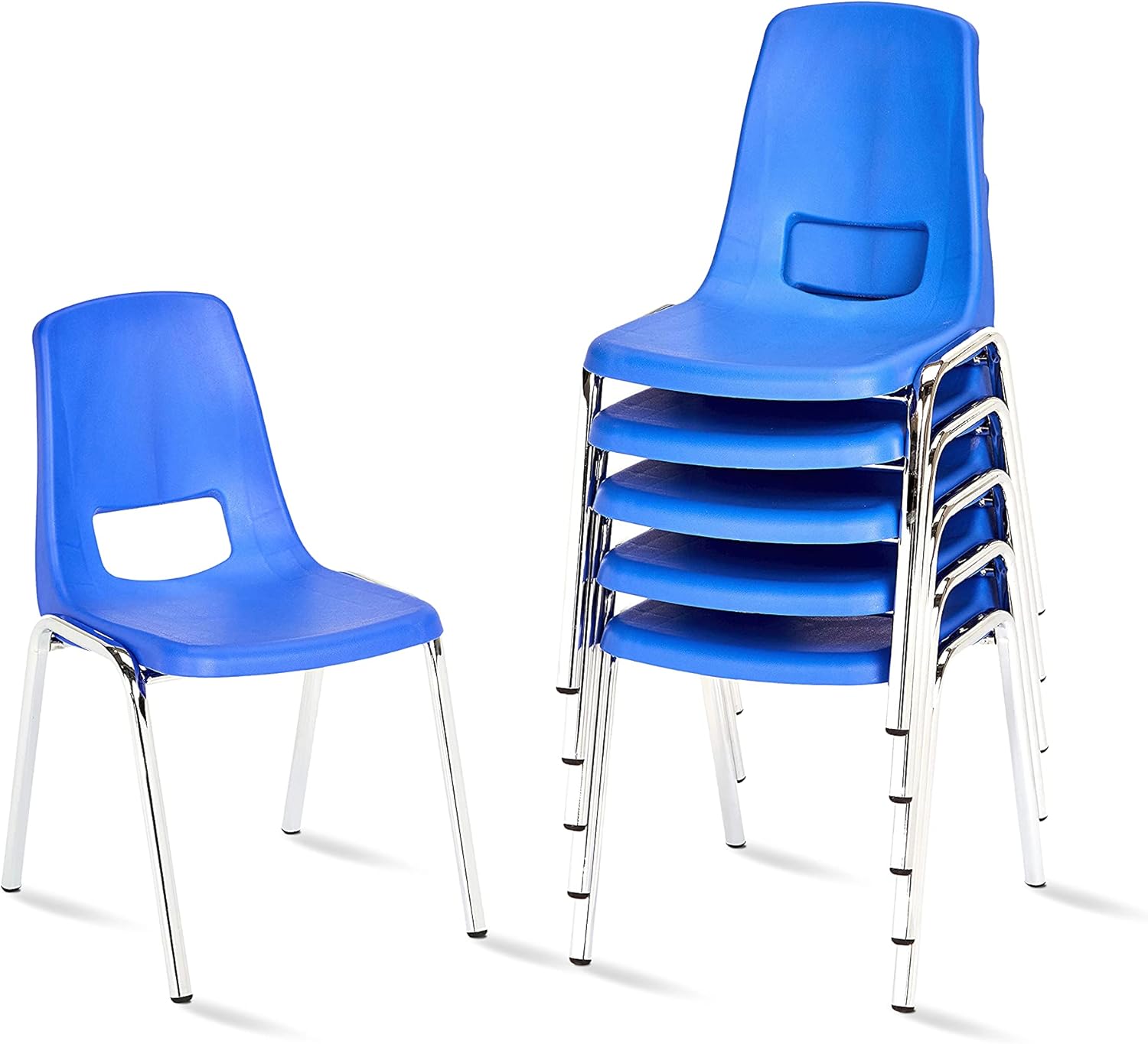  Basics School Classroom Stack Chair, 14-Inch Seat Height - 6-Pack, Chrome Legs, Blue: Industrial & Scientific