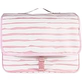kate spade new york Hanging Toiletry Bag, 8.5" x 12.75" x 6" Travel Organizer with Gold Hook, 2 Large Bottle Compartments, Mesh & Clear Pockets, Nylon & Mesh (Goddess Stripe)