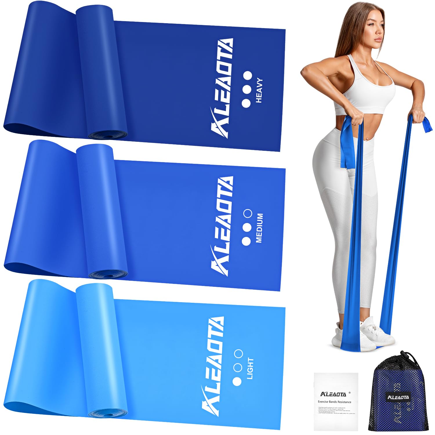 Aleaota Exercise Bands, Resistance Bands for Working Out, Resistance Band for women, Stretch Bands for Physical Therapy, Pilates, Rehab, Stretch, Strength Training and Yoga Starter Set