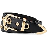 Alphyly Neries Gold Studded Leather Belt, Women’s Belts for Jeans Dresses Pants Women Fashion Punk Belt