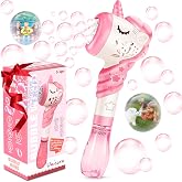 Unicorn Bubble Machine Wand Gifts for Kids Age 3 4 5 6 7 8 Years Old Birthday Party Unique Cute Outdoor Outside Summer Toy Easter Day Game for Little Girl Boy Include Solution Pink