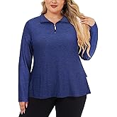 LURANEE Plus Size Long Sleeve Golf Shirts for Women with Flowly Tennis Skirt Hem UPF 50+ Workout Tops