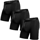 BN3TH Men's Classic Icon Boxer Briefs with 3-D Pouch - Breathable, Anti-Chafing, Ultra-soft, Sustainable, Premium Athletic Underwear, No-Roll Waistband, 3 pk, 6.5" inseam (Black, Large)
