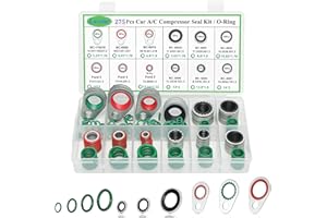 Lucstar Car A/C Compressor Seal Gasket Kit 275PCS Sealing Washers for Automotive Air Conditioning Replacement, A/C O Ring Assortment Kit Valve Core Service Flush Kit, Gasket Sealer R 134a